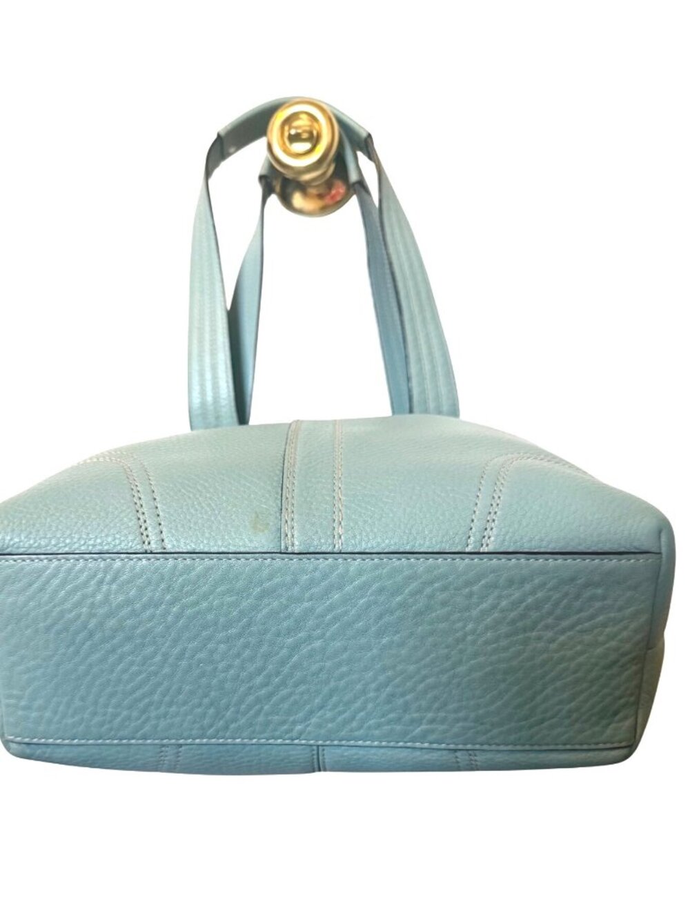 Coach Azure Teal Hampton Hamilton Leather Tote Satchel With Turnlock F13959 - Picture 3 of 10